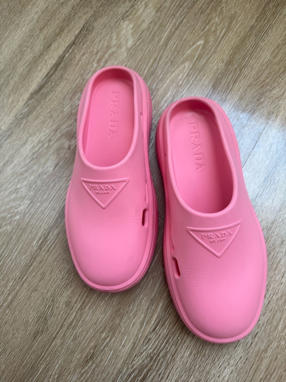 Prada Pink Slip-On Clog Shoes - Picture 2 of 3